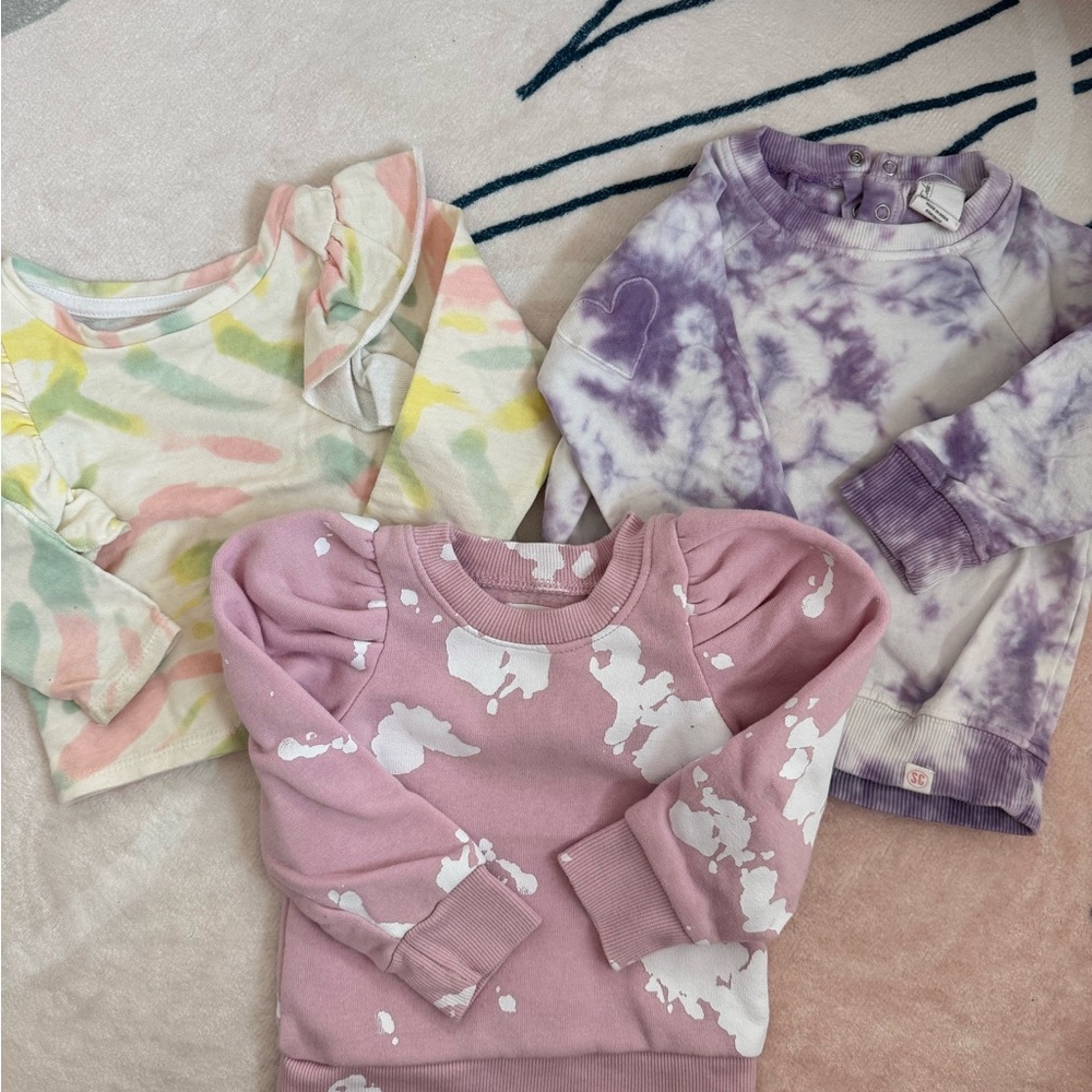 Set of Three Tie-Dye and Patterned Sweatshirts
